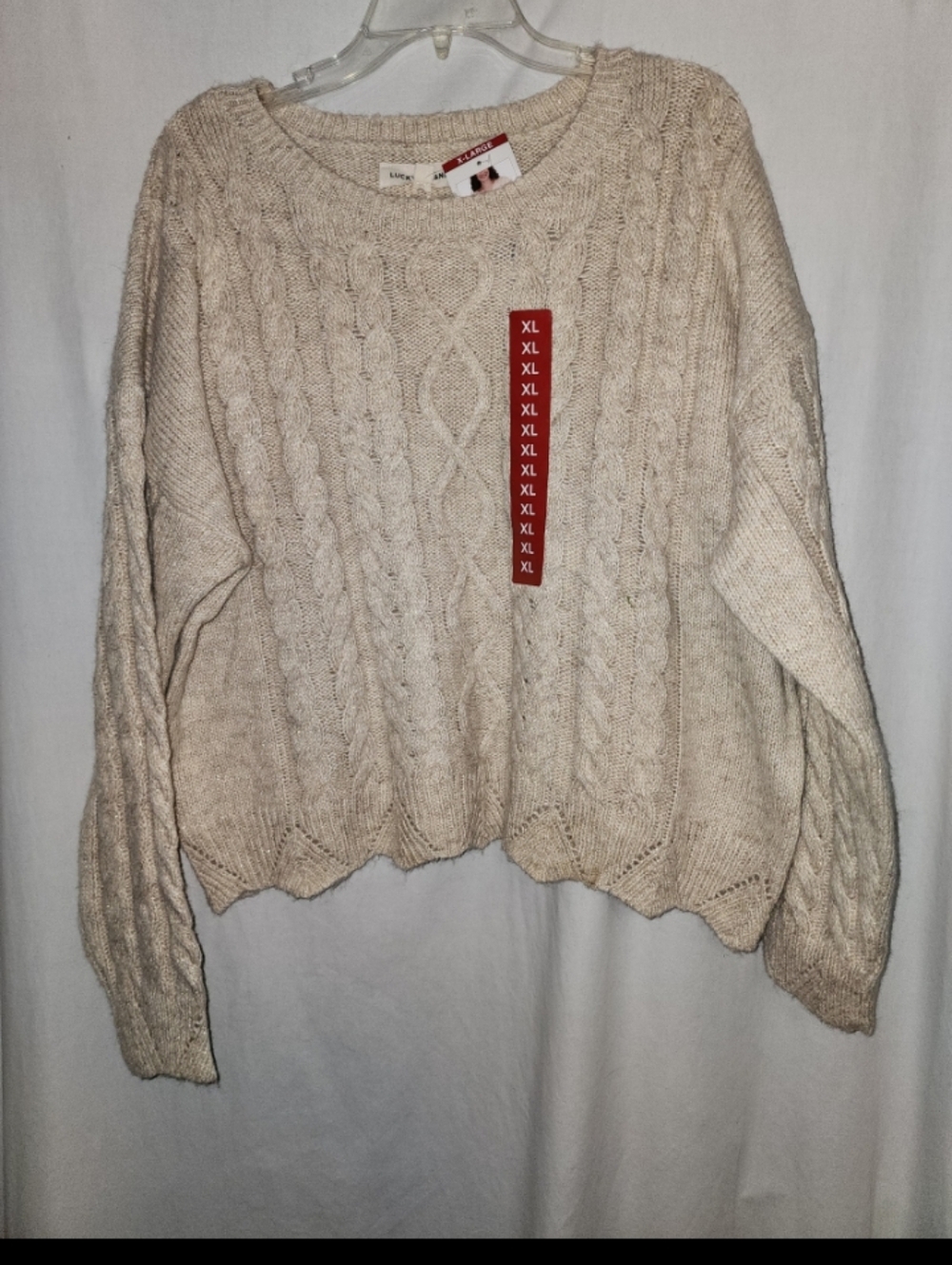 Lucky brand womens size xlarge cream gold shimmer sweater top